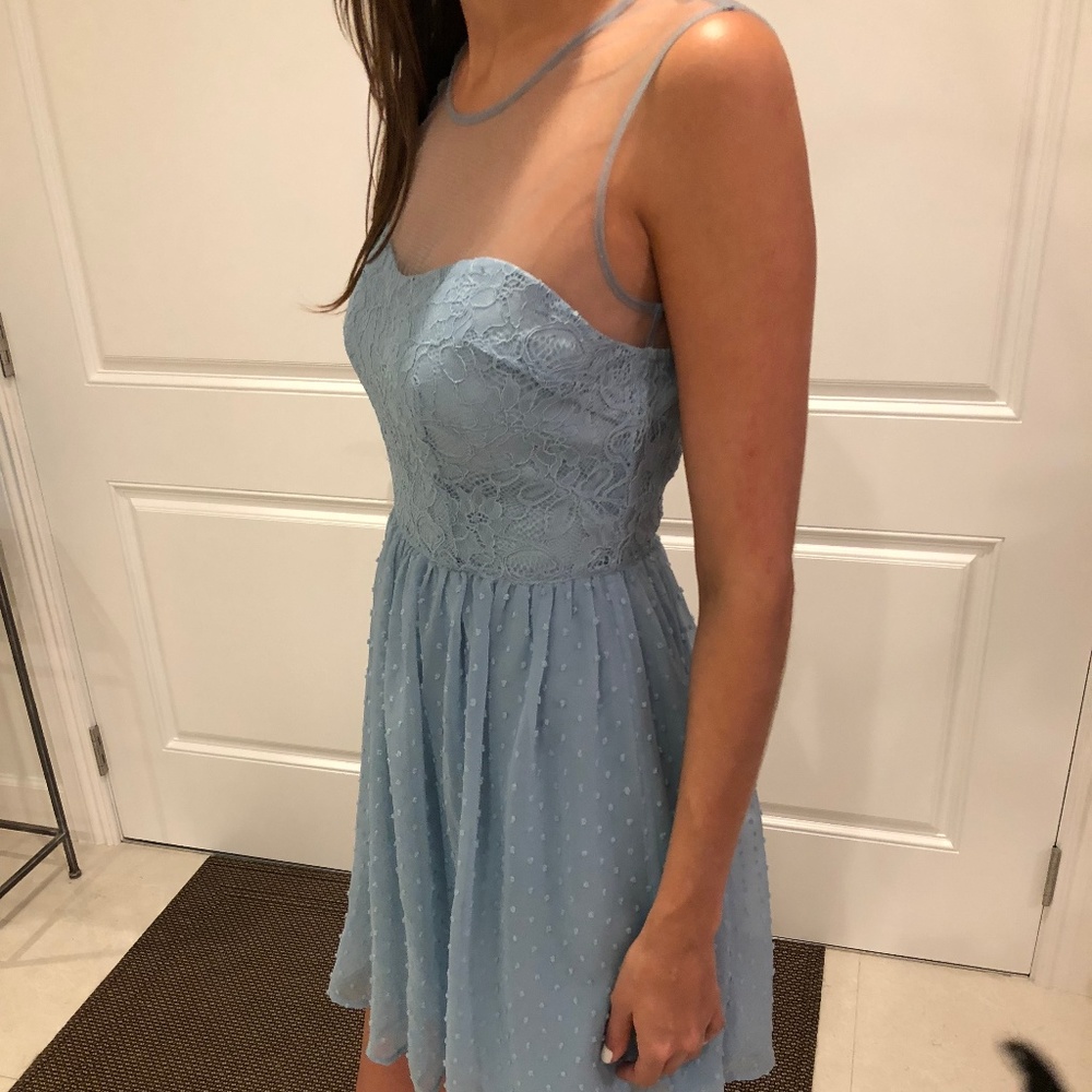 Cute lace blue short dress